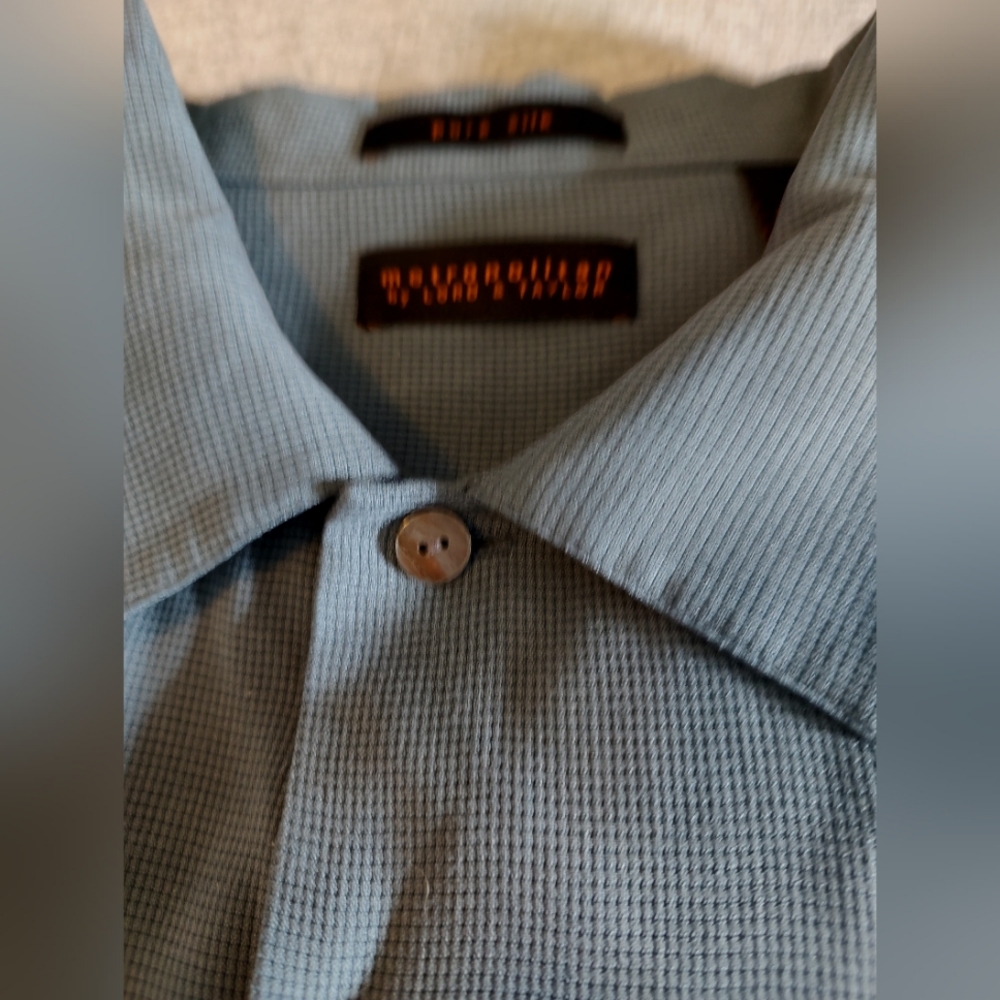 Men's Blue Grey Silk Shirt